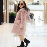 Kids Winter Coat Girls Faux Fur Thick Warm Hooded Jacket-Veeddydropshipping